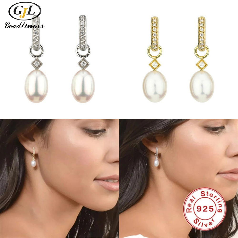 S925 Sterling Silver Pearl Zircon Earring Earbuckle Earrings