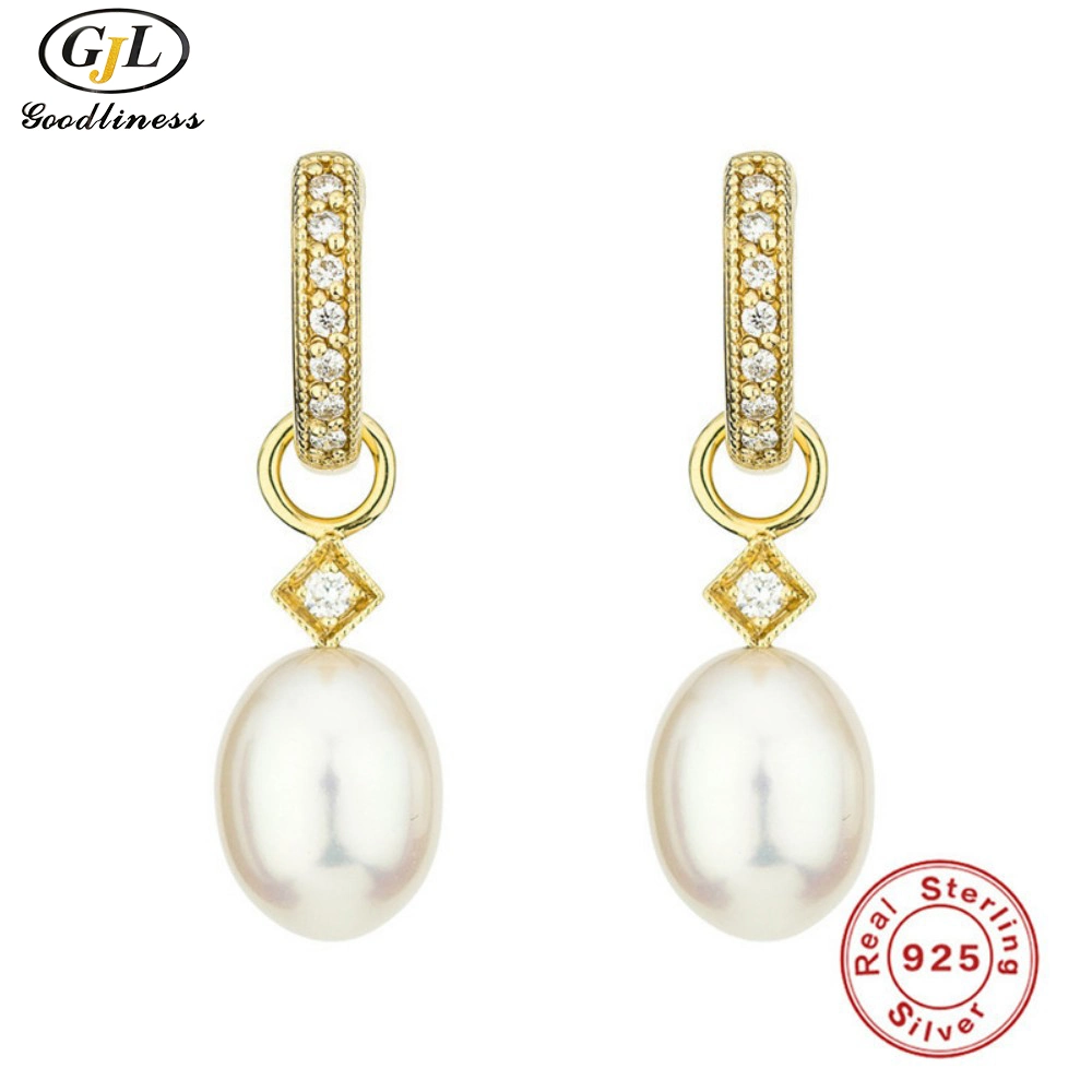 S925 Sterling Silver Pearl Zircon Earring Earbuckle Earrings